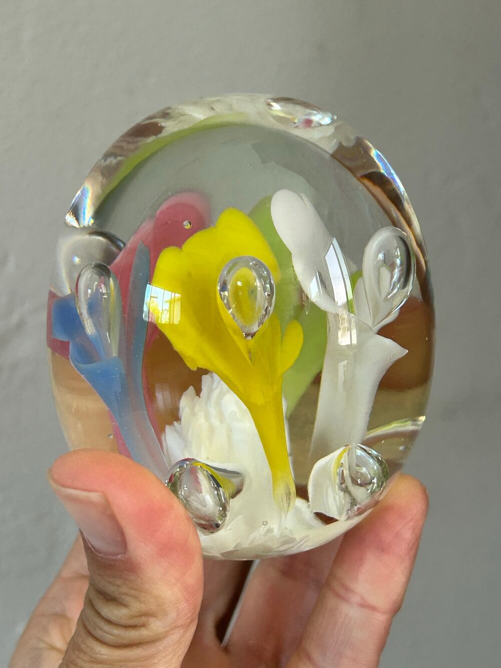 Signed Joe Rice Art Glass Paperweight Multicolor